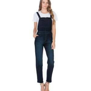 O2 Straight Leg Denim Overalls Dark Wash